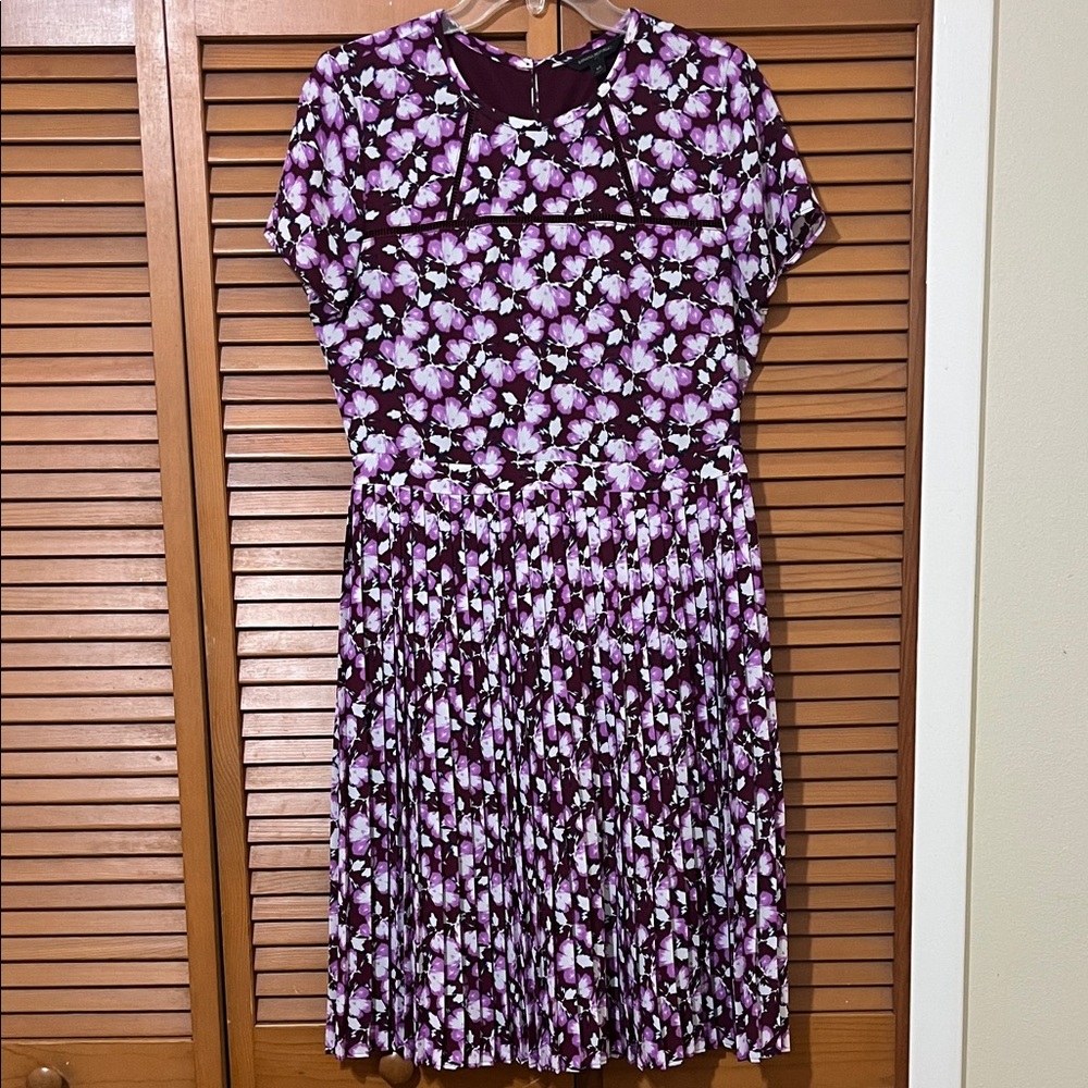 Banana Republic Factory Purple and White Floral Midi Dress